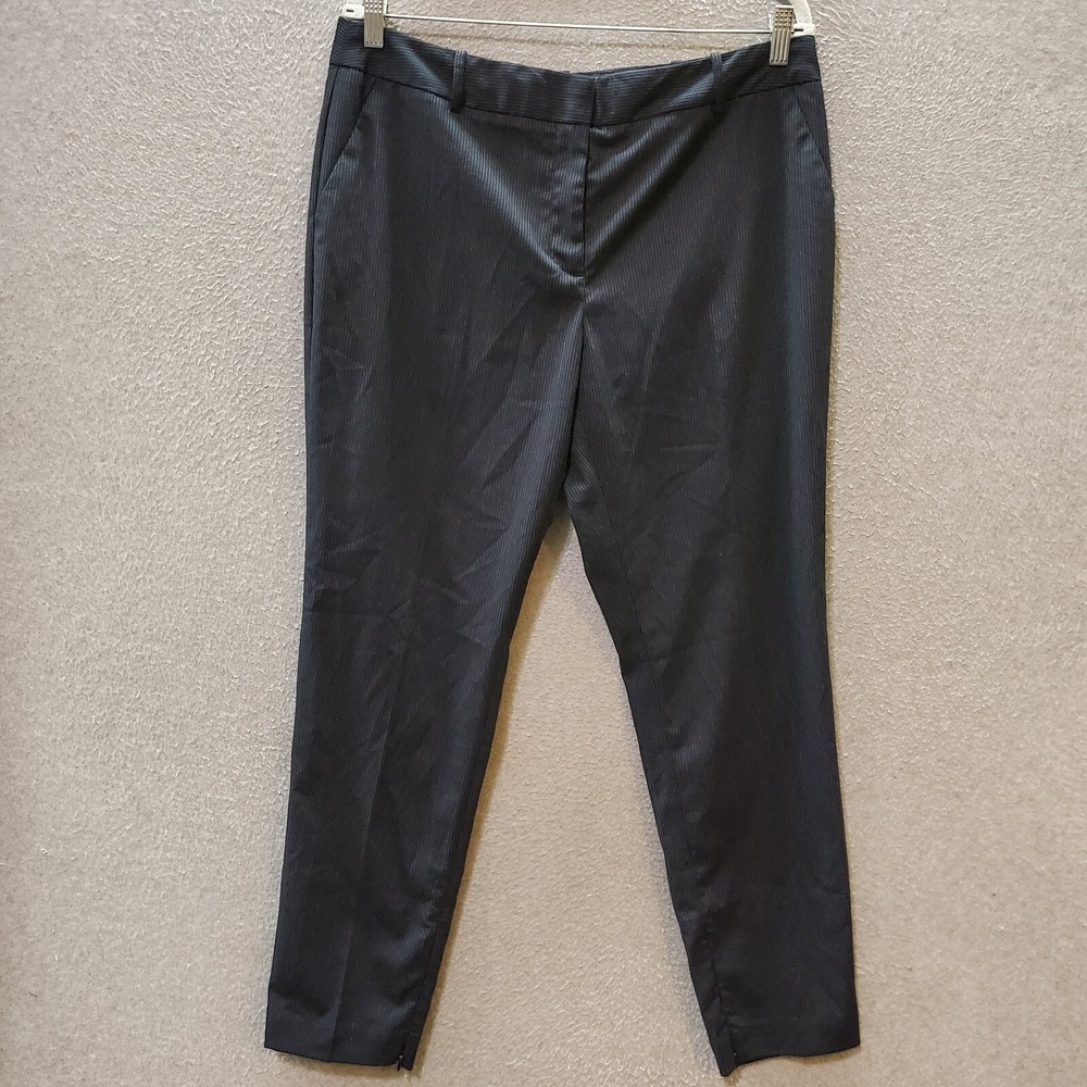 Worthington Women Pants 12L Navy Pinstripe Dress Pants Pockets Inseam 29" NWT